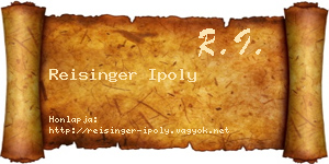 Reisinger Ipoly névjegykártya